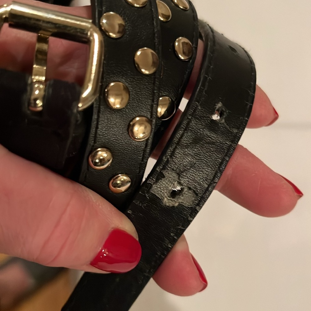 Nine West large Black Belt  studded with clear & black rhinestone black stones